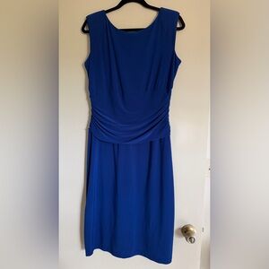 Nine West Cobalt Blue Sleeveless Midi Dress with Draped Waist